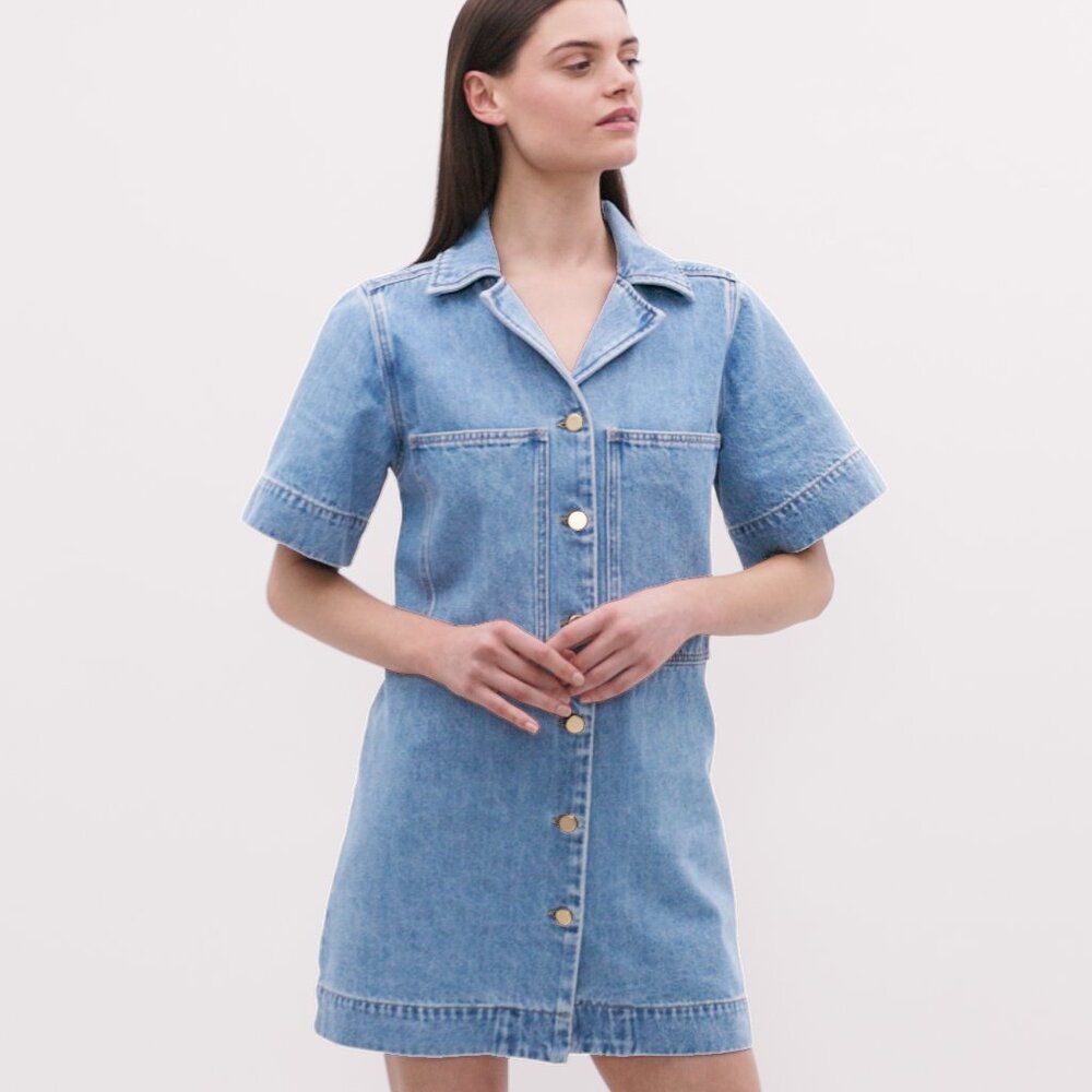 Seed Heritage Denim Button Through Mini Dress (AUS 10/US 6)